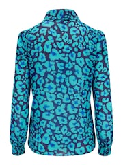 Pour Moi Black & Blue Floral Natalya Chiffon Shirt - Image 5 of 5