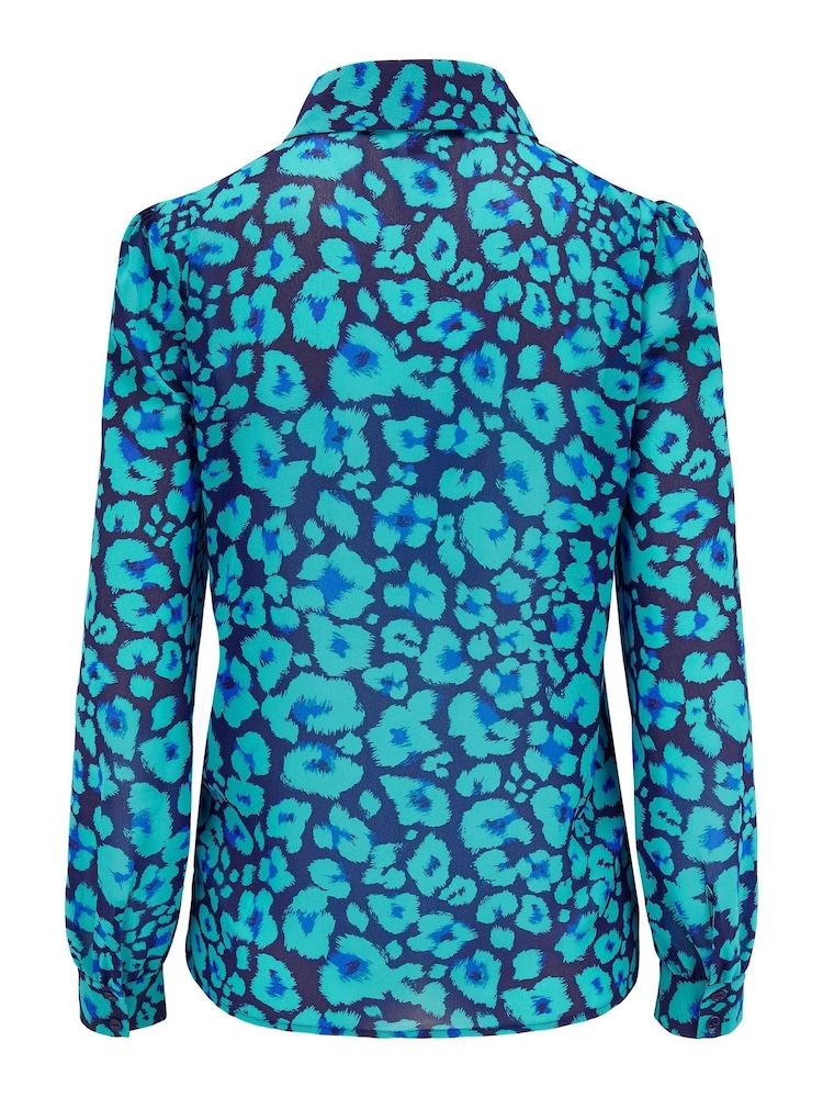 Pour Moi Black & Blue Floral Natalya Chiffon Shirt - Image 5 of 5