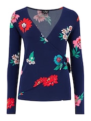 Pour Moi Blue Floral Bryony Slinky Blouse - Image 4 of 5