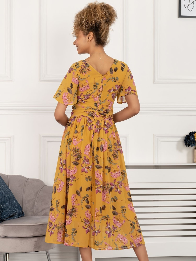 Jolie Moi Yellow Print Haylee Chiffon Maxi Dress - Image 2 of 5 Jolie Moi Yellow Print Haylee Chiffon Maxi Dress - Image 2 of 5