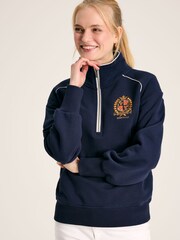 Joules Official Badminton Navy Blue Unisex Quarter Zip Sweatshirt - Image 1 of 7