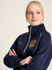 Joules Official Badminton Navy Blue Unisex Quarter Zip Sweatshirt - Image 5 of 7