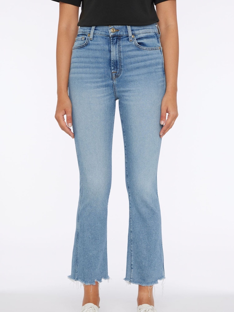 7 For All Mankind Slim Kick Flare Luxe Raw Hem Blue Jeans - Image 1 of 3