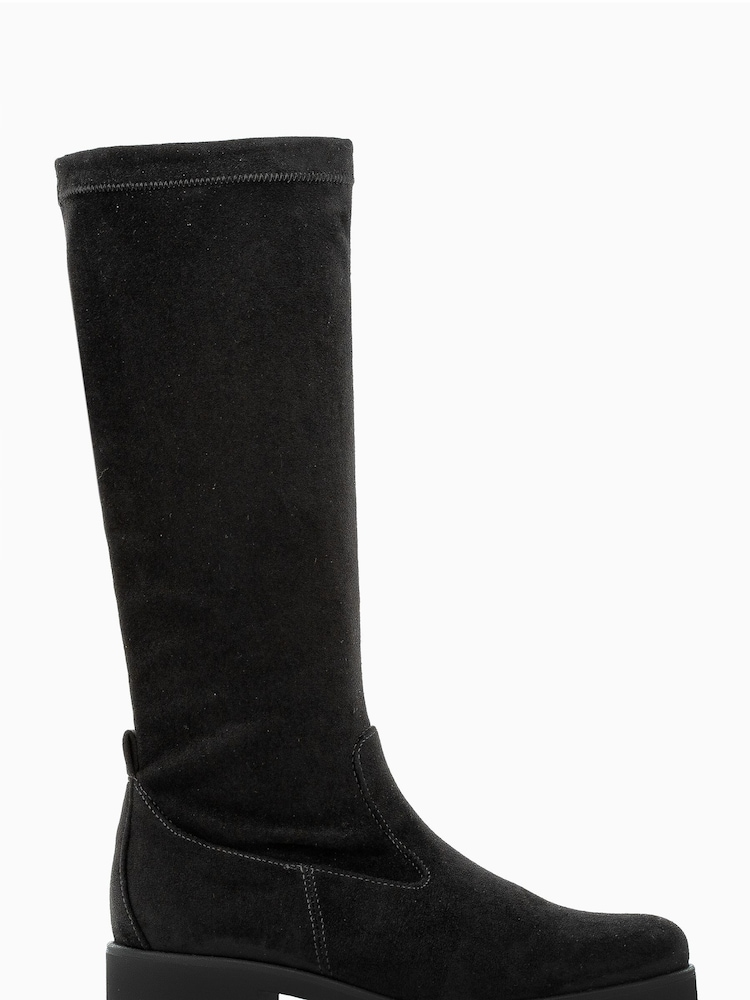 Gabor Baku Black Microvelour Long Boots - Image 1 of 5