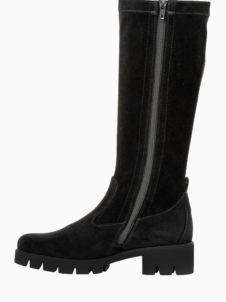 Gabor Baku Black Microvelour Long Boots - Image 2 of 5