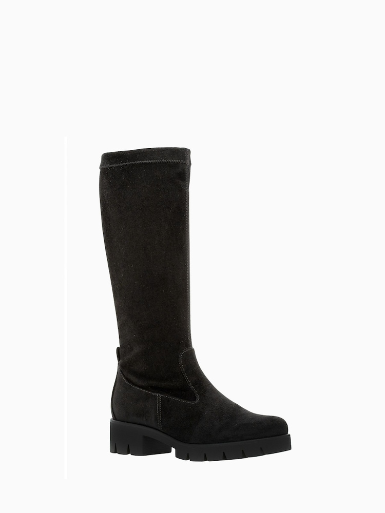 Gabor Baku Black Microvelour Long Boots - Image 3 of 5