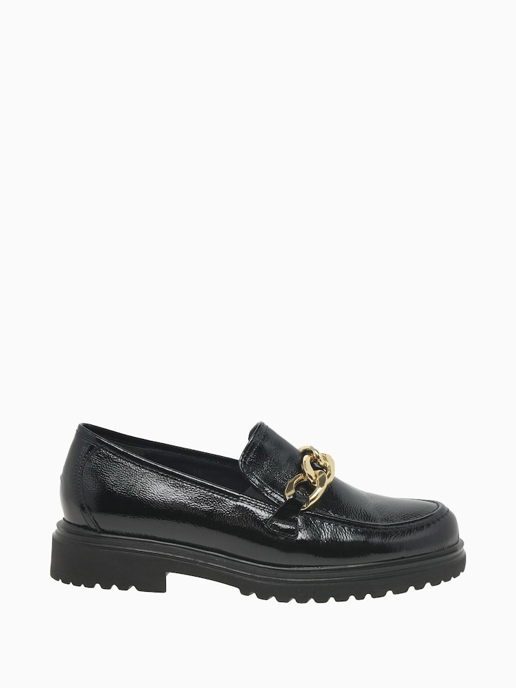 Gabor Extra Wide Fit Florida Wrinkle Patent Leather Black Loafers - Image 1 of 5