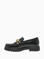 Gabor Extra Wide Fit Florida Wrinkle Patent Leather Black Loafers - Image 2 of 5