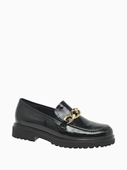 Gabor Extra Wide Fit Florida Wrinkle Patent Leather Black Loafers - Image 3 of 5