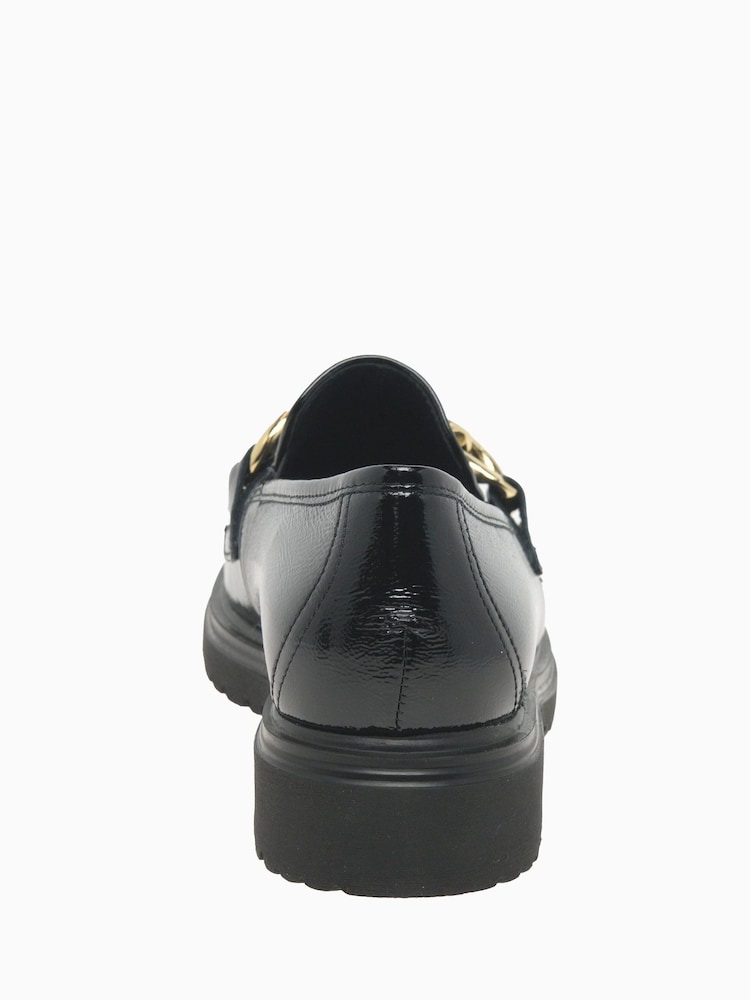 Gabor Extra Wide Fit Florida Wrinkle Patent Leather Black Loafers - Image 5 of 5