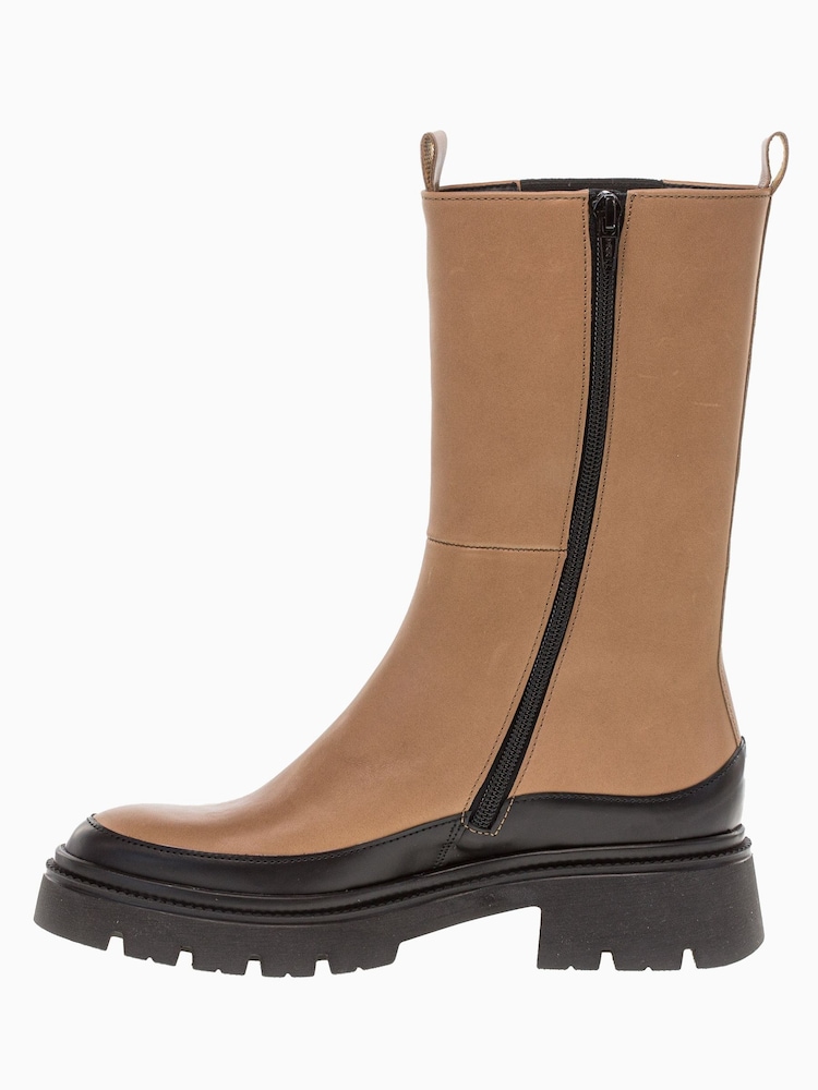 Gabor Natural Lexington Chino Leather Mid Length Boots - Image 2 of 5 Gabor Natural Lexington Chino Leather Mid Length Boots - Image 2 of 5