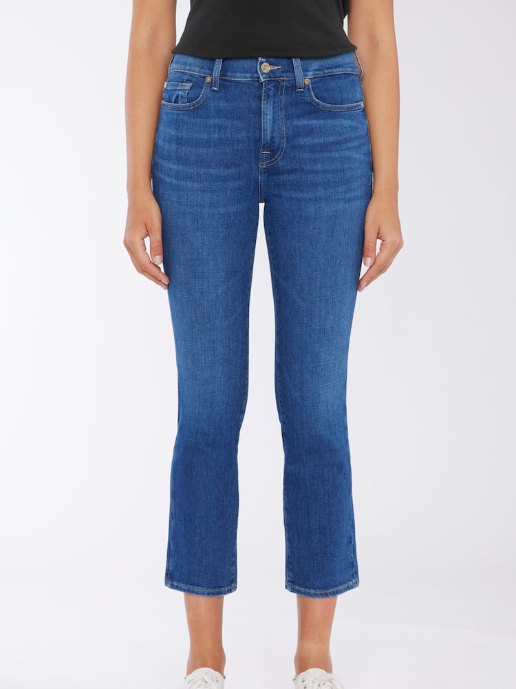 7 For All Mankind Crop Slim Illusion Saturday Blue Jeans - Image 1 of 3
