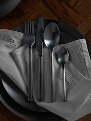 Black 16pc Kensington Stainless Steel Cutlery Set - Image 1 of 1