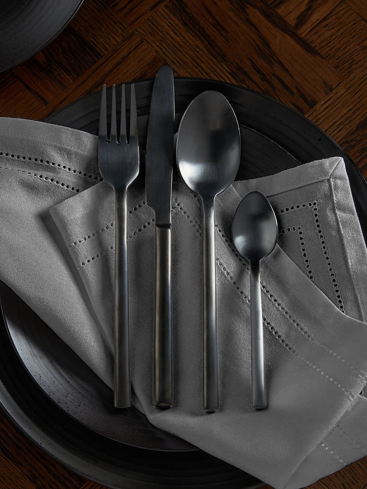 Black 16pc Kensington Stainless Steel Cutlery Set - Image 1 of 4 Black 16pc Kensington Stainless Steel Cutlery Set - Image 1 of 4