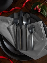 Black 16pc Kensington Stainless Steel Cutlery Set - Image 2 of 4
