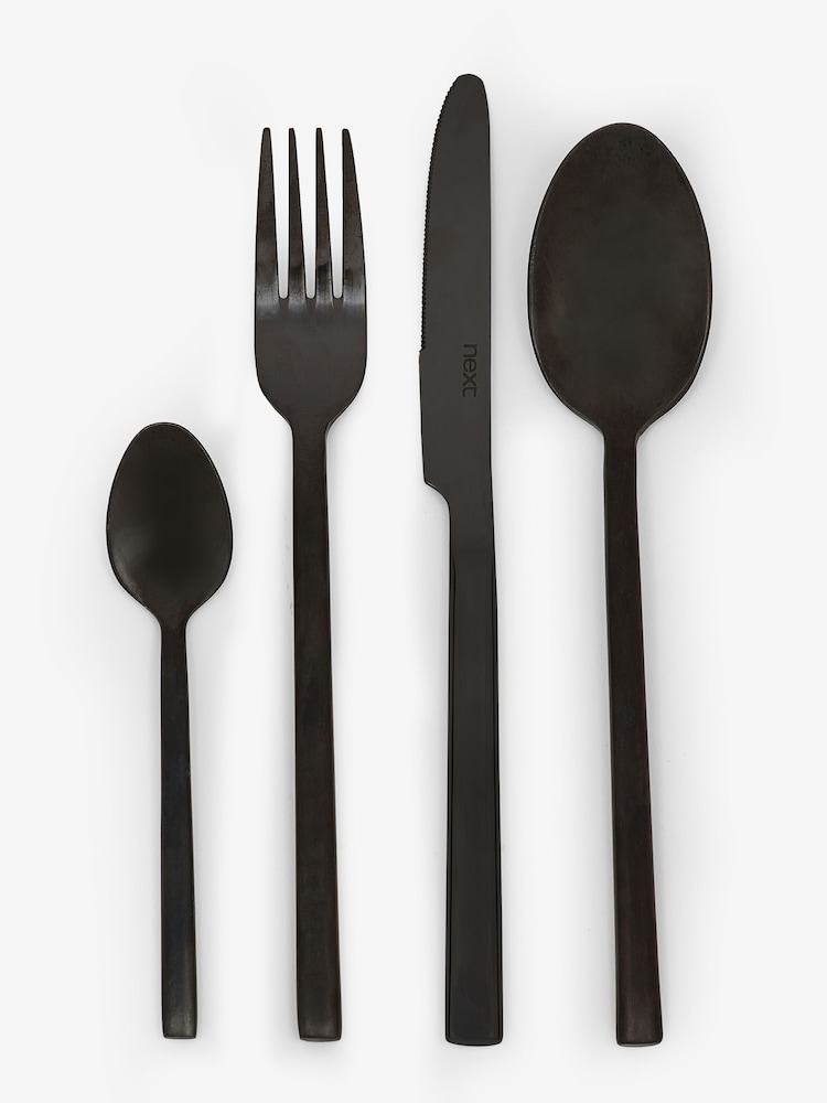 Black 16pc Kensington Stainless Steel Cutlery Set - Image 2 of 2