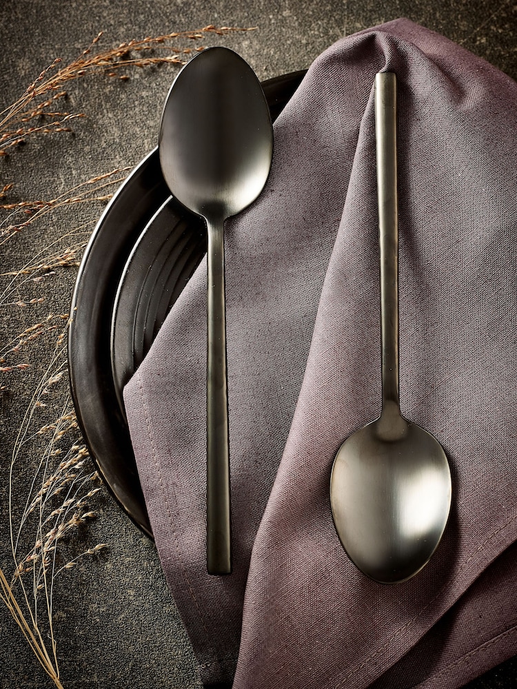 Black 2 Piece Serve Spoon Kensington Stainless Steel Cutlery Set - Image 2 of 3
