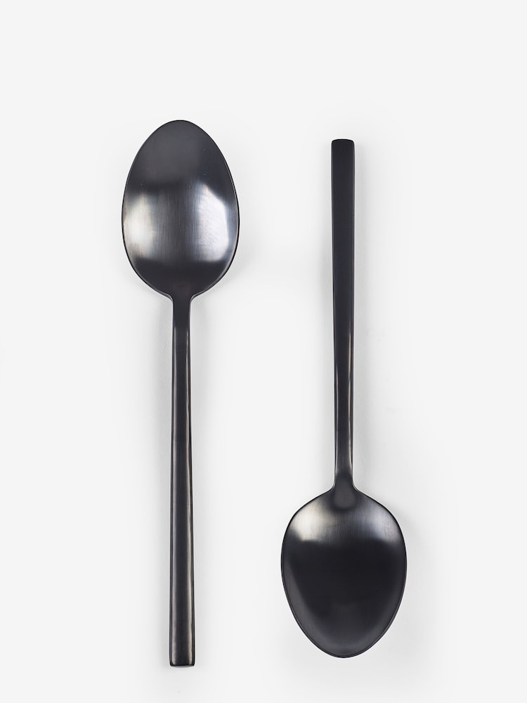 Black 2 Piece Serve Spoon Kensington Stainless Steel Cutlery Set - Image 3 of 3