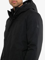 Threadbare Black Hooded Showerproof Mock Layer Raincoat - Image 4 of 4