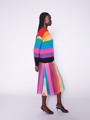 Penelope Rainbow Stripe Sequin Midi Skirt - Image 3 of 5
