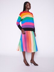 Penelope Rainbow Stripe Sequin Midi Skirt - Image 4 of 5