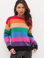 Olivia Rubin Red Maddison Rainbow Stripe Jumper - Image 1 of 4