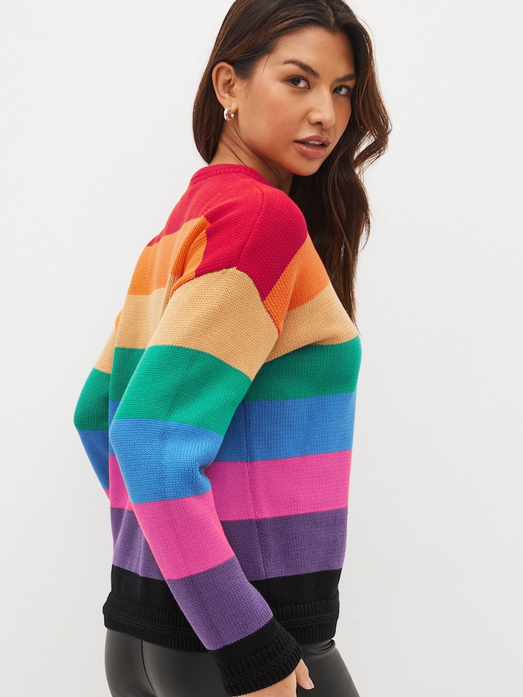 Olivia Rubin Red Maddison Rainbow Stripe Jumper - Image 2 of 4