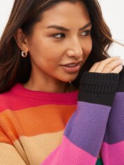Olivia Rubin Red Maddison Rainbow Stripe Jumper - Image 3 of 4