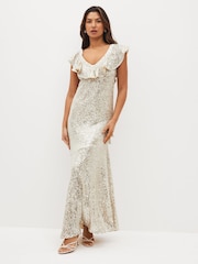 Olivia Rubin Silver Rex Sequin Maxi Dress - Image 1 of 4