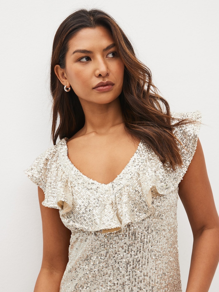 Olivia Rubin Silver Rex Sequin Maxi Dress - Image 3 of 4