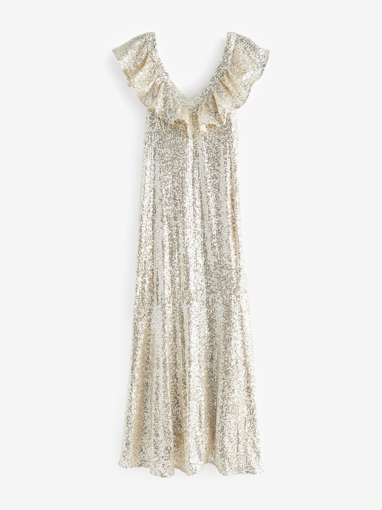 Olivia Rubin Silver Rex Sequin Maxi Dress - Image 4 of 4