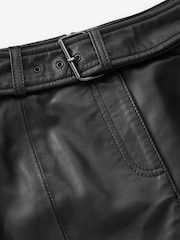 Urban Code Black Leather Front Split Midi Skirt With Removable Belt - Image 7 of 7