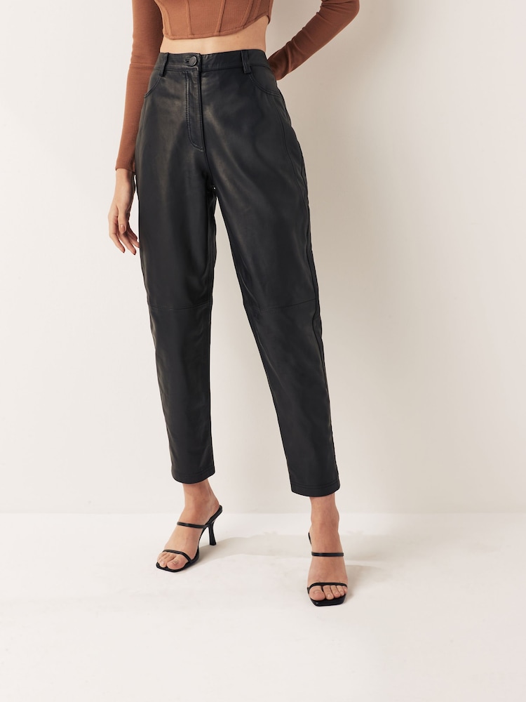 Urban Code Black High Waisted Straight Leg Leather Trousers - Image 1 of 5 Urban Code Black High Waisted Straight Leg Leather Trousers - Image 1 of 5
