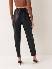 Urban Code Black High Waisted Straight Leg Leather Trousers - Image 3 of 5