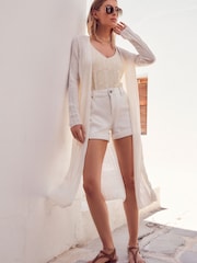 Alb - Longine Lenjerie de pat Rib Cardigan - Image 1 of 6
