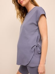 Blue Maternity Tie-Side Nursing Top - Image 4 of 8
