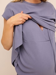 Blue Maternity Tie-Side Nursing Top - Image 5 of 8