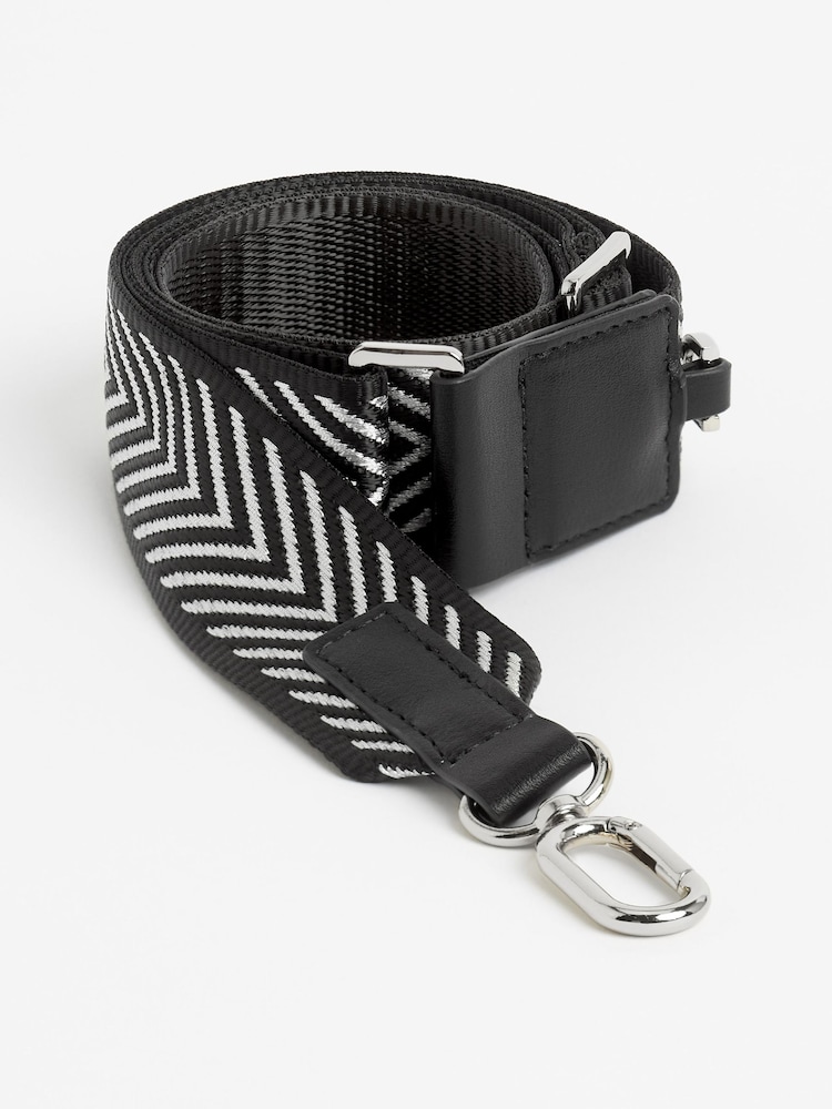 Silver/Black Webbing Bag Strap - Image 1 of 3