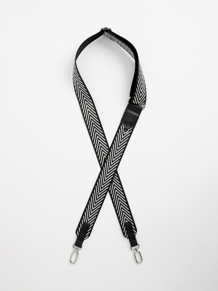 Silver/Black Webbing Bag Strap - Image 2 of 3