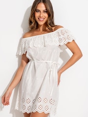 Pour Moi White 100% Cotton Broderie Dress - Image 2 of 4