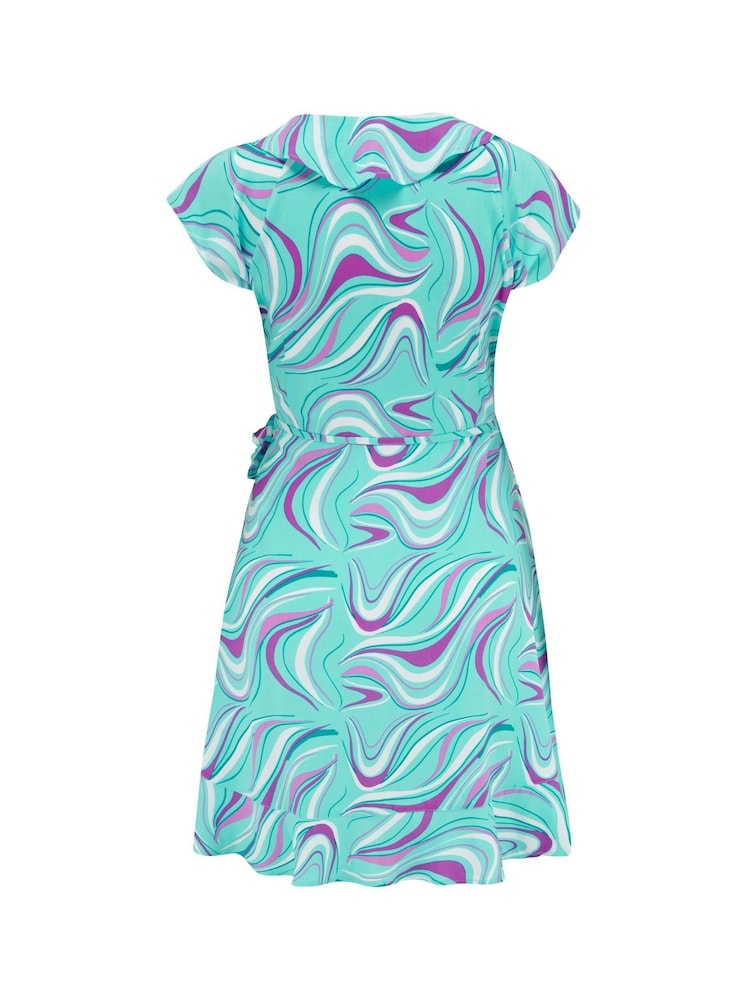 Pour Moi Blue Abstract Print LENZING™ ECOVERO™ Viscose Frill Wrap Beach Dress - Image 5 of 5