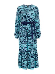 Pour Moi Blue Amara Wrap Front Dress - Image 4 of 5