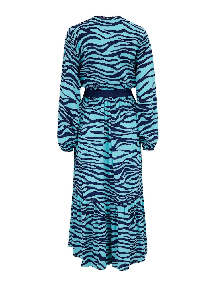Pour Moi Blue Amara Wrap Front Dress - Image 5 of 5