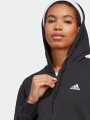 adidas Dark Black Sportswear Essentials Linear Full-Zip French Terry 100% Cotton Hoodie - Image 5 of 7