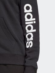 adidas Dark Black Sportswear Essentials Linear Full-Zip French Terry 100% Cotton Hoodie - Image 7 of 7