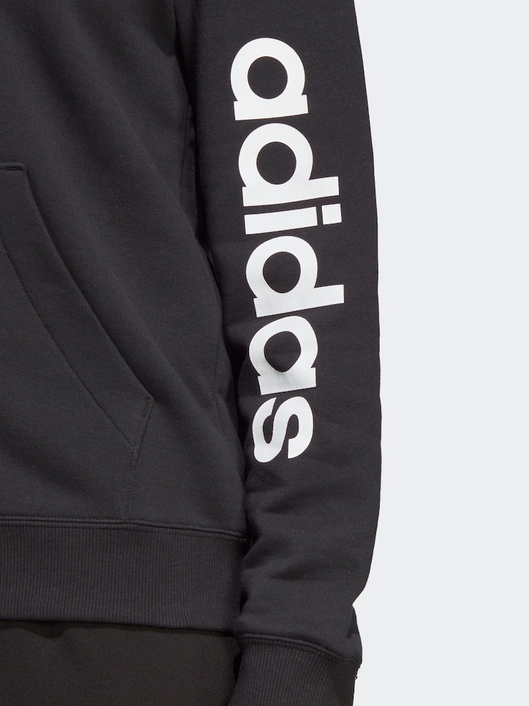 adidas Dark Black Sportswear Essentials Linear Full-Zip French Terry 100% Cotton Hoodie - Image 7 of 7 adidas Dark Black Sportswear Essentials Linear Full-Zip French Terry 100% Cotton Hoodie - Image 7 of 7