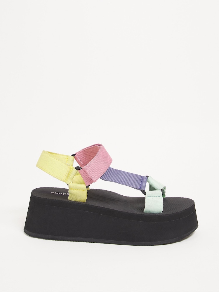 Simply Be Pink Patel Riri Extra Wide Fit Sandals - Image 1 of 3