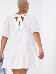 Simply Be White V-Neck Dropped Waist 100% Cotton Dress - Image 2 of 4