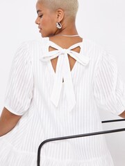 Simply Be White V-Neck Dropped Waist 100% Cotton Dress - Image 3 of 4