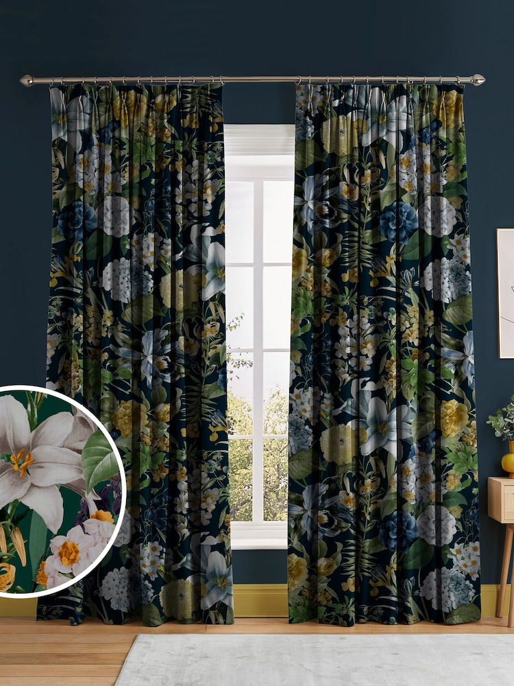 Graham & Brown Black Emerald Glasshouse Flora Made to Measure Curtains - Image 1 of 8